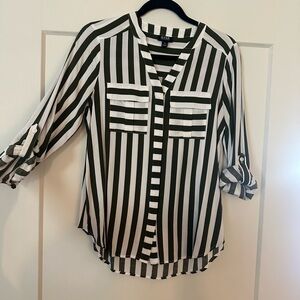 a.n.a Green and White Striped Blouse